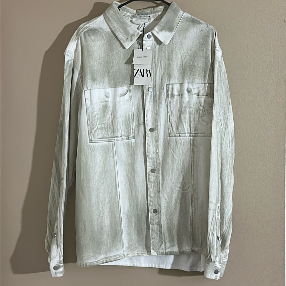 NEW! Zara Washed Effect Denim Jacket - Size: XL